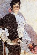 Alexander Yakovlevich GOLOVIN The Woman of spanish had on a shawl Black oil painting artist